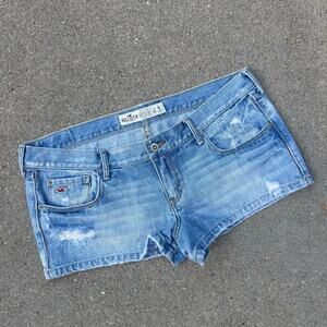 Y2K Hollister Low Rise Micro Mini Booty Denim Jean Shorts 100% Cotton Size 11